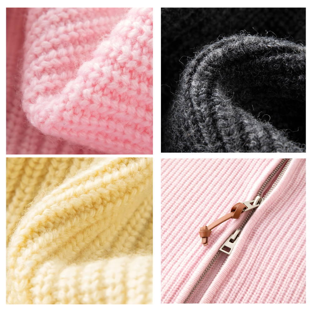 Wool Blend Full Zip Knit Cardigan