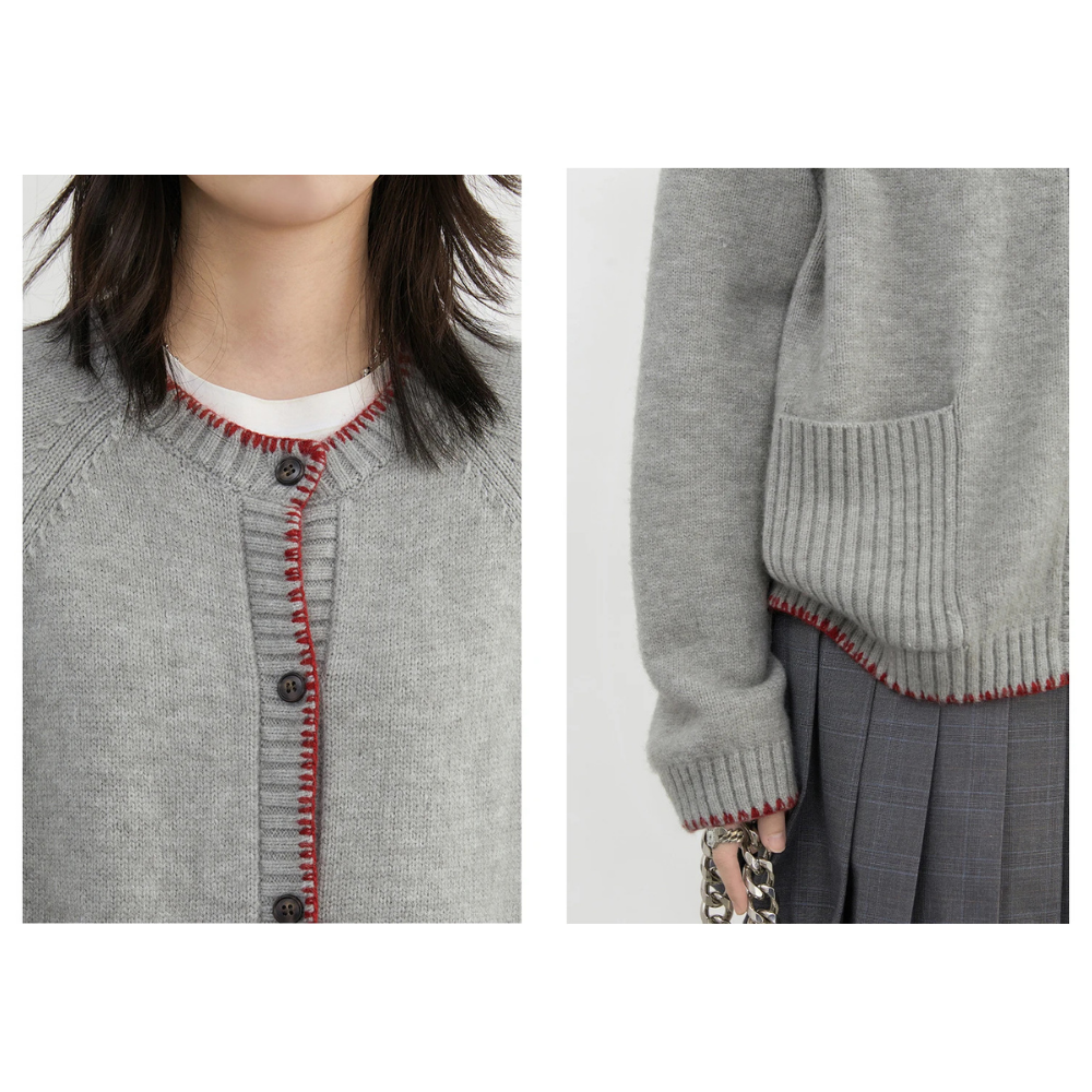 Stitch Designed Round Neck Sweater