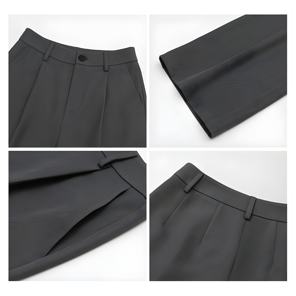 Two-tucked High Waist Straight Trousers