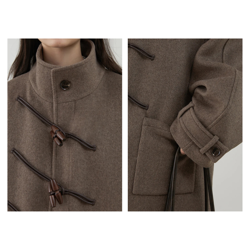 Diagonal Button Single Breasted Coat