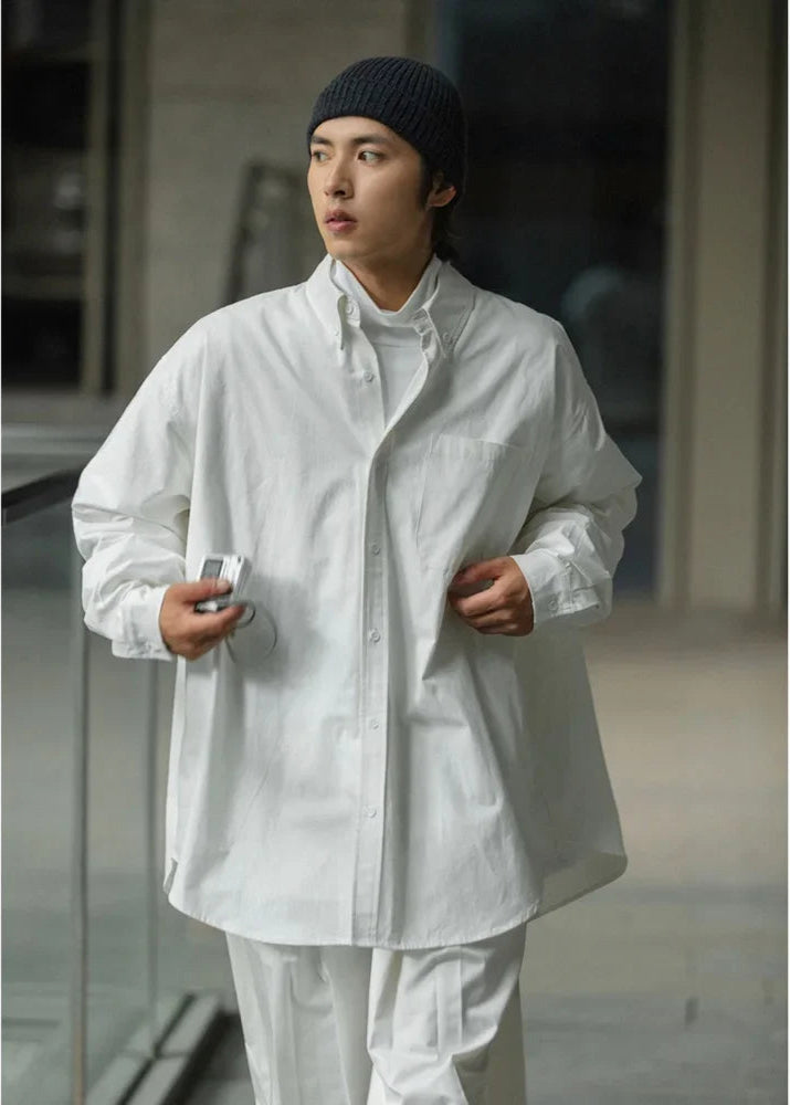 Long Sleeve Oversized Cotton Cargo Shirts