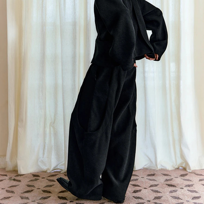 Knee Curving Casual Baggy Wide Leg Pants
