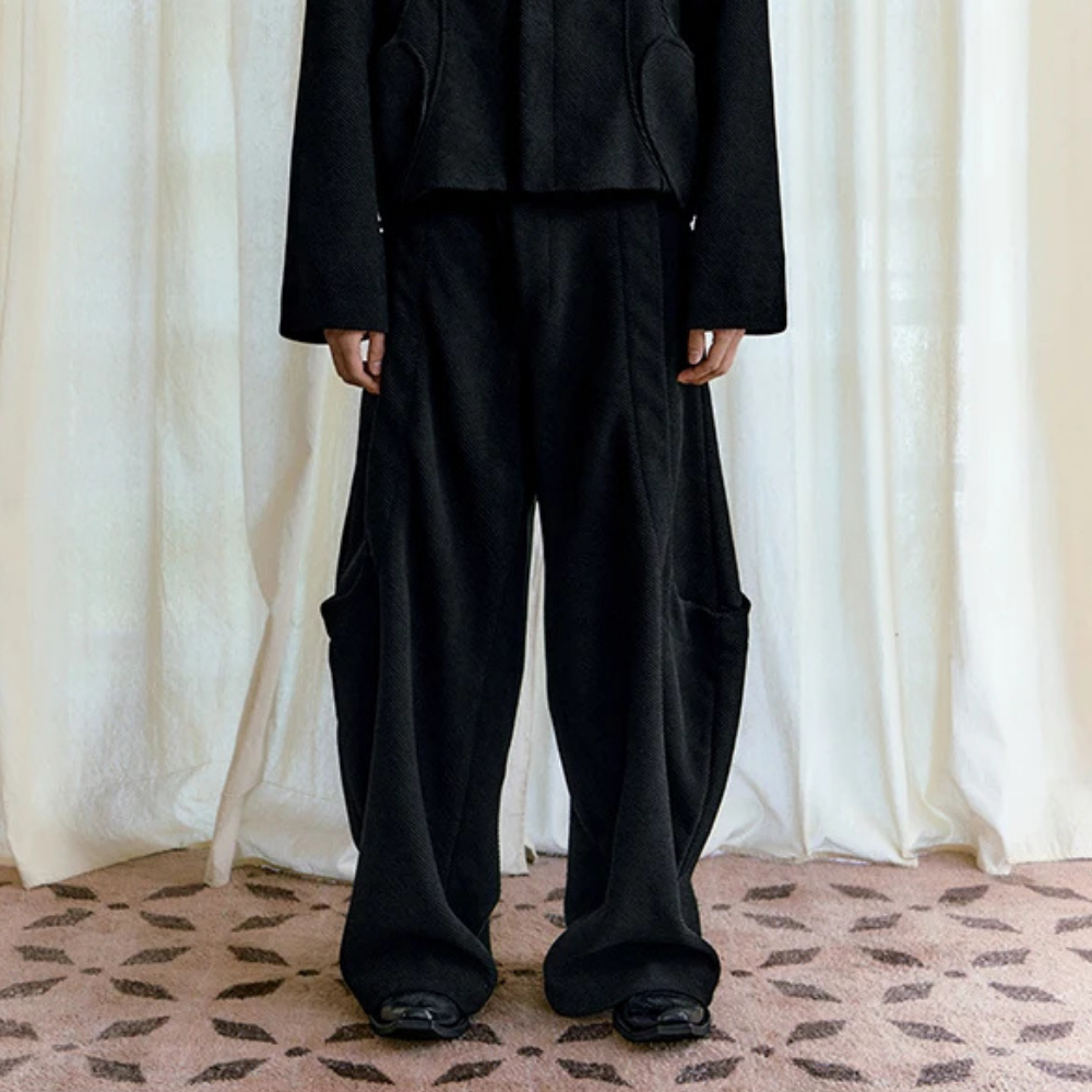 Knee Curving Casual Baggy Wide Leg Pants