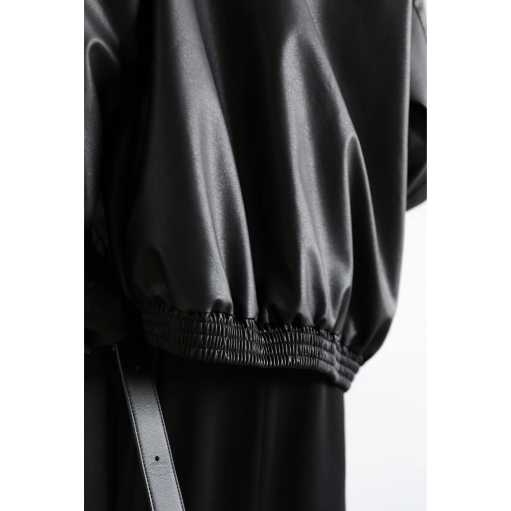 Stand Collar PU Leather Coat