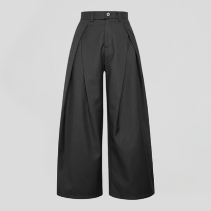 Two-tack Folded Pleated Wide Trousers