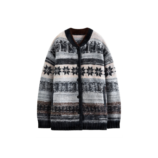 Fair Isle Jacquard Knit Cardigan