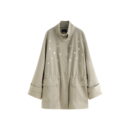 Birds Embroidered Design Coat Jackets