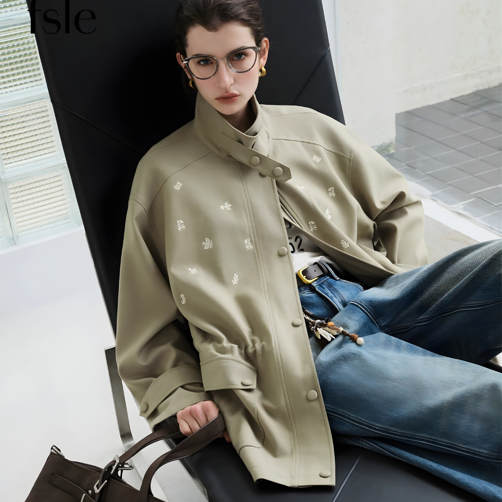 Birds Embroidered Design Coat Jackets