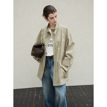 Birds Embroidered Design Coat Jackets