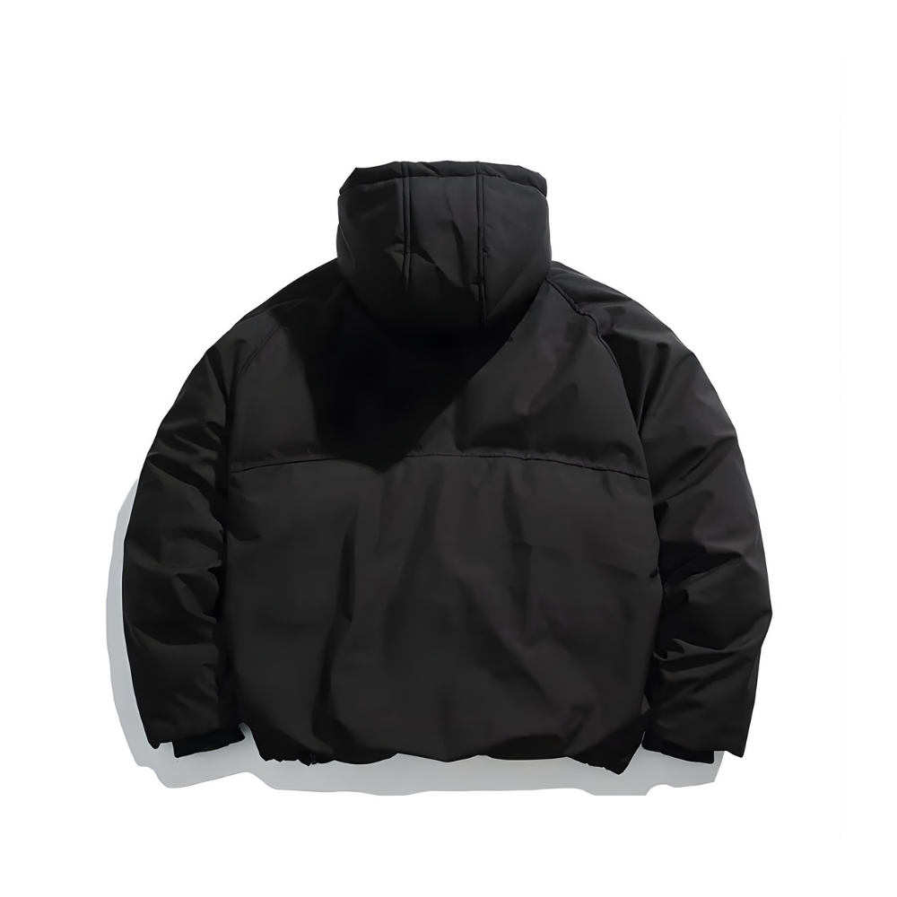 Loose Padded Cotton Hooded Diagonal Jacket