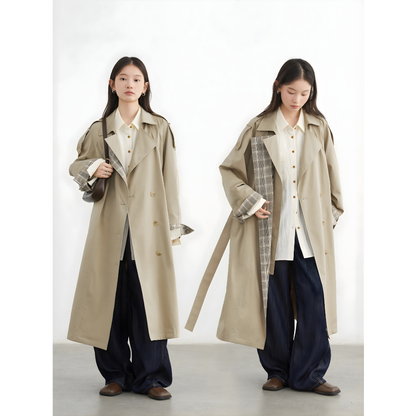 Oversized Check Designed Long Coat