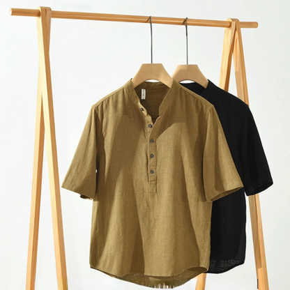 Cotton Linen Casual Pullover Shirt