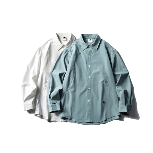 Oversized Back Twi-tucked Twill Shirts