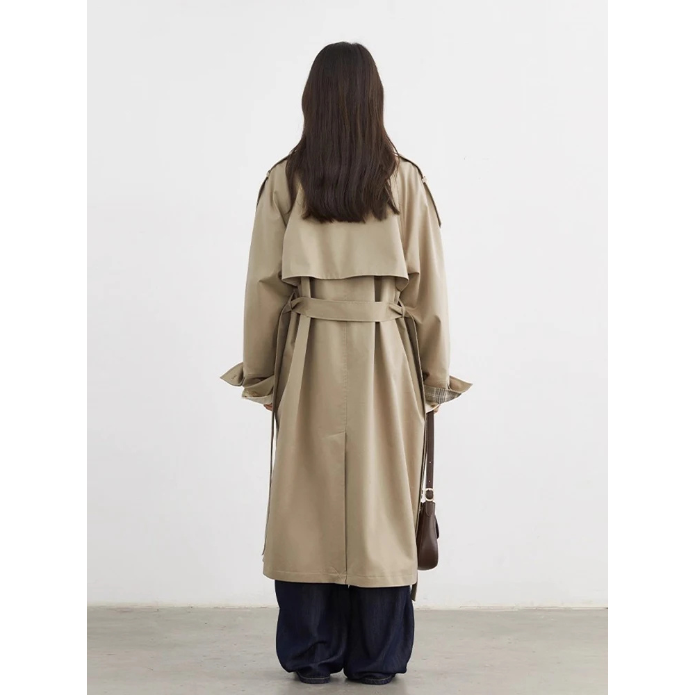 Oversized Check Designed Long Coat