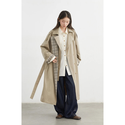Oversized Check Designed Long Coat