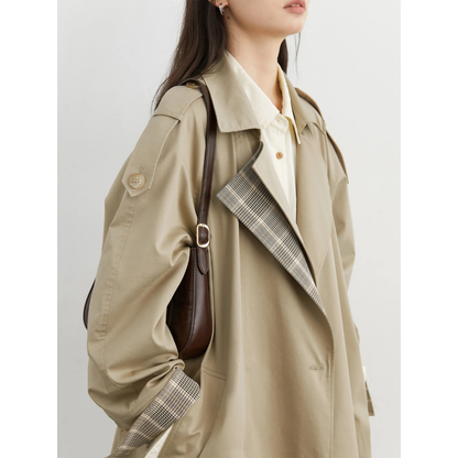 Oversized Check Designed Long Coat
