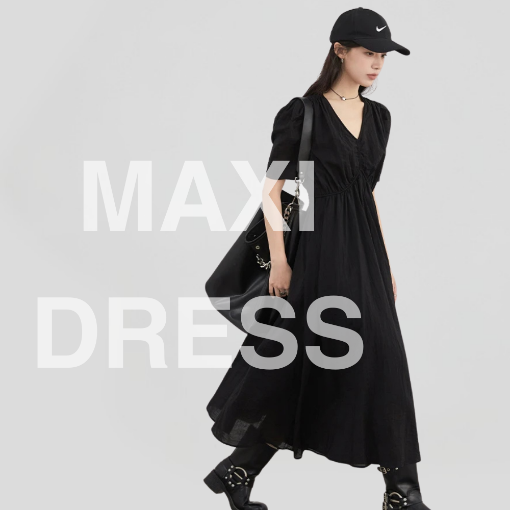 V-neck A Line Short Bubble Sleeves Dress