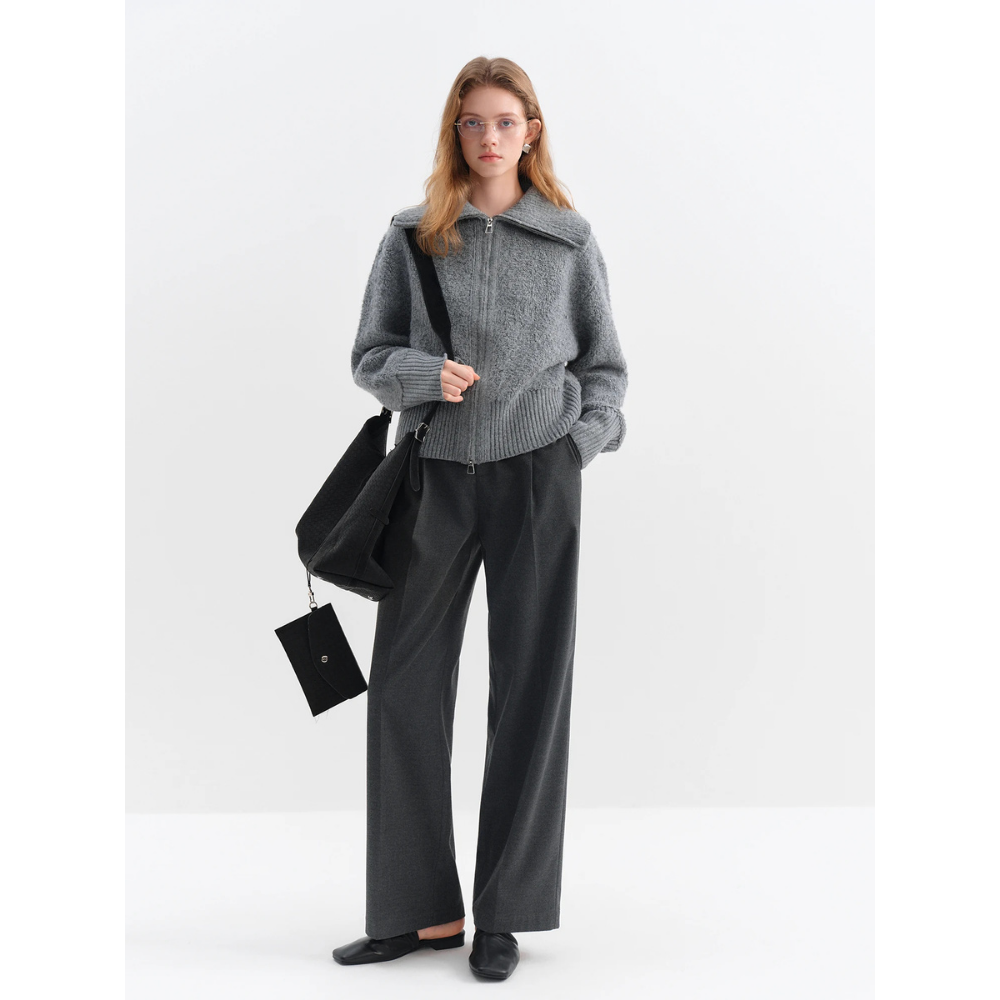 High Waisted Straight Leg Trousers