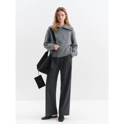 High Waisted Straight Leg Trousers