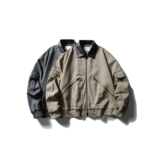 Leather Switching Collar Jacket