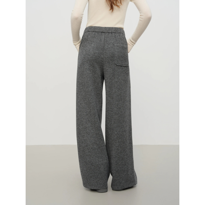 Drawstring Wool Blend Straight Trousers