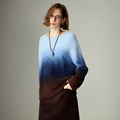 Crew Neck Gradation Knit Pullover