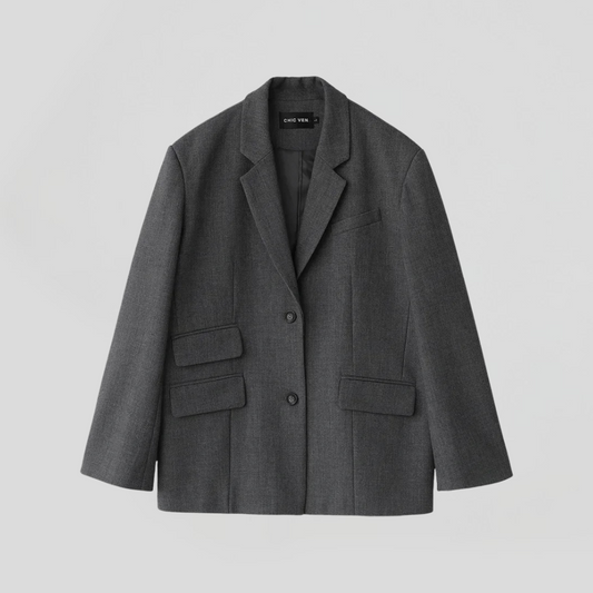 Embroidery Wide Shoulder Twill Jacket