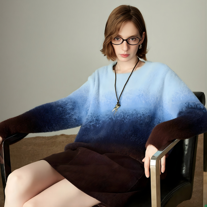 Crew Neck Gradation Knit Pullover