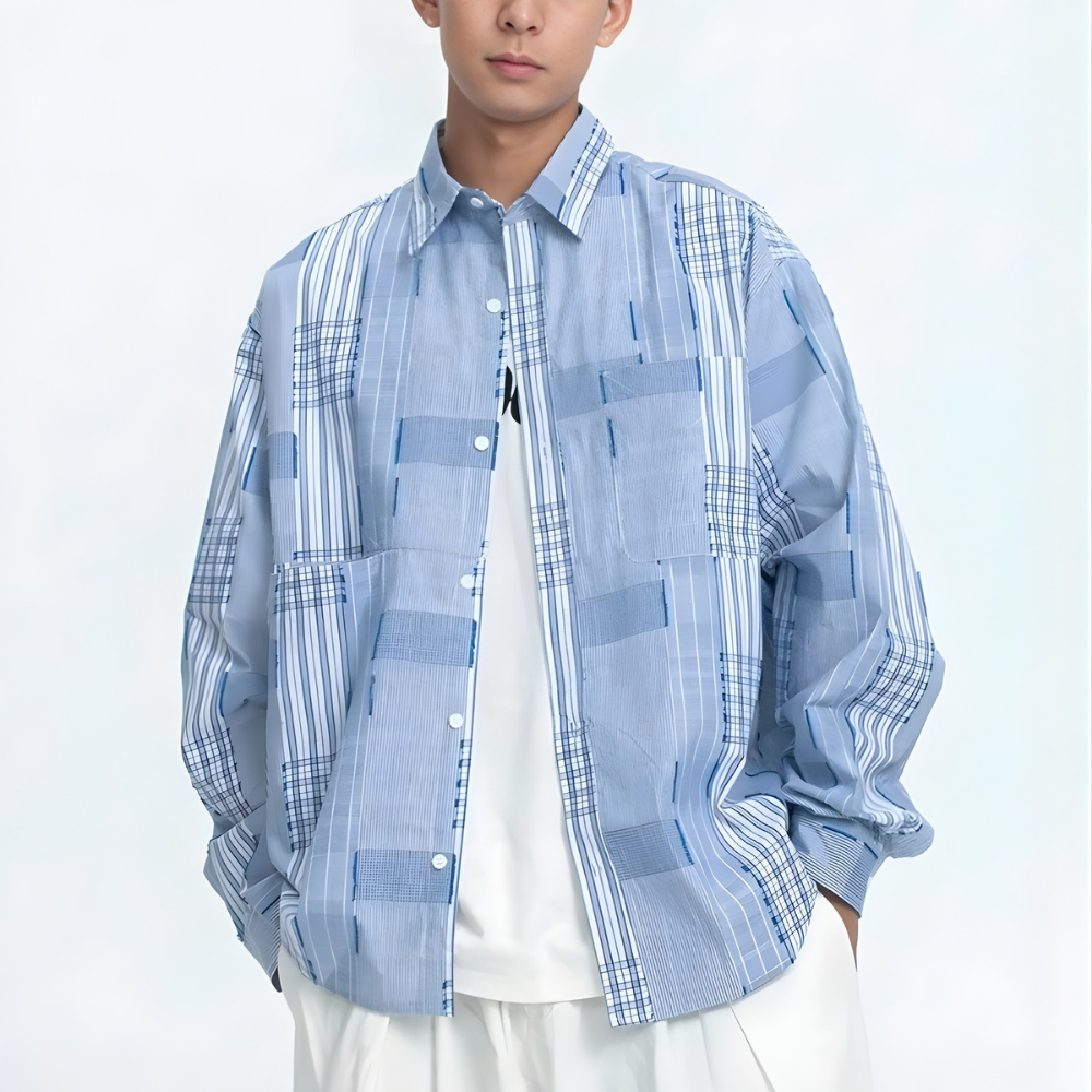 Oversized Patched Work Shirts