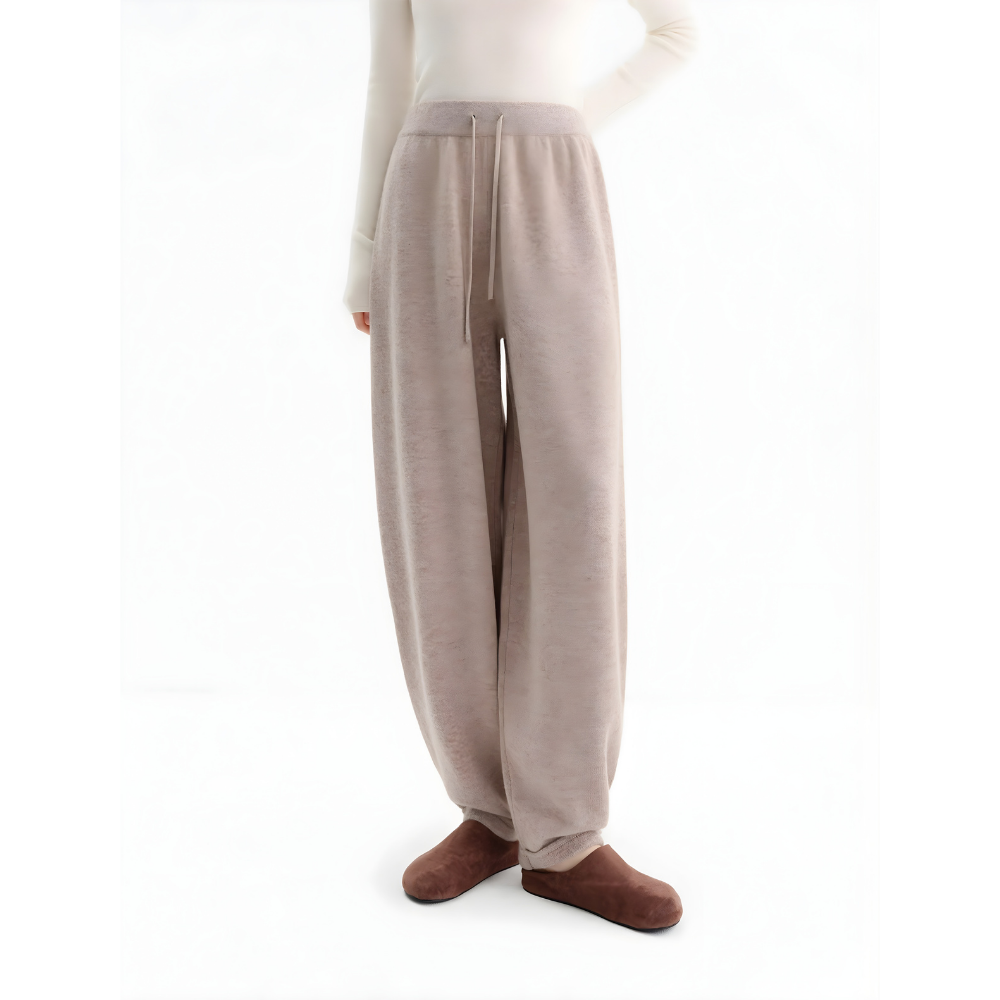 Drawstring Wool Wide Pants