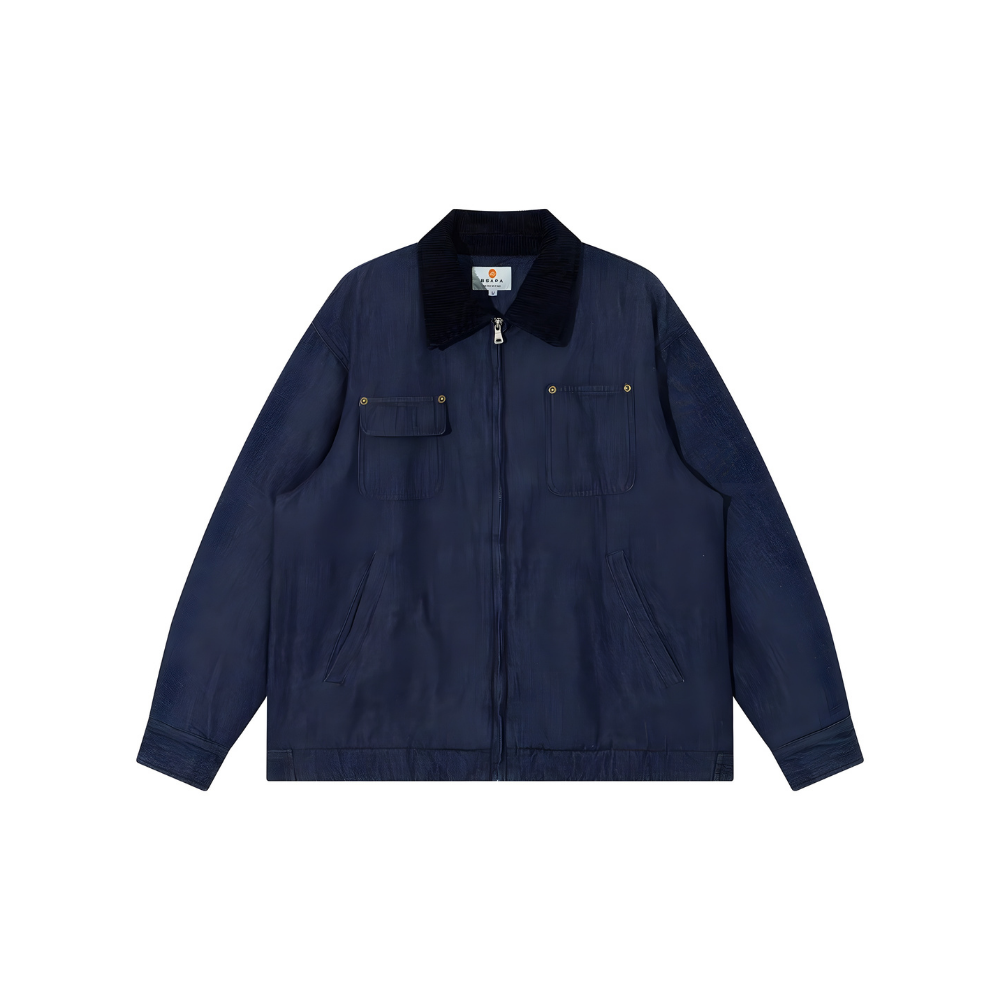 Double Pocket Switching Denim Zipup Jacket