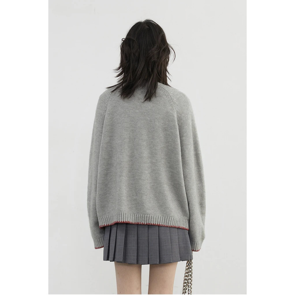 Stitch Designed Round Neck Sweater