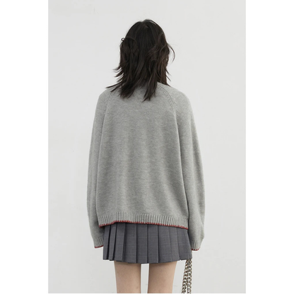 Stitch Designed Round Neck Sweater