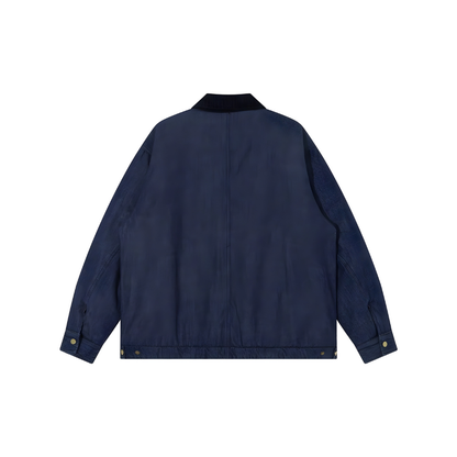 Double Pocket Switching Denim Zipup Jacket