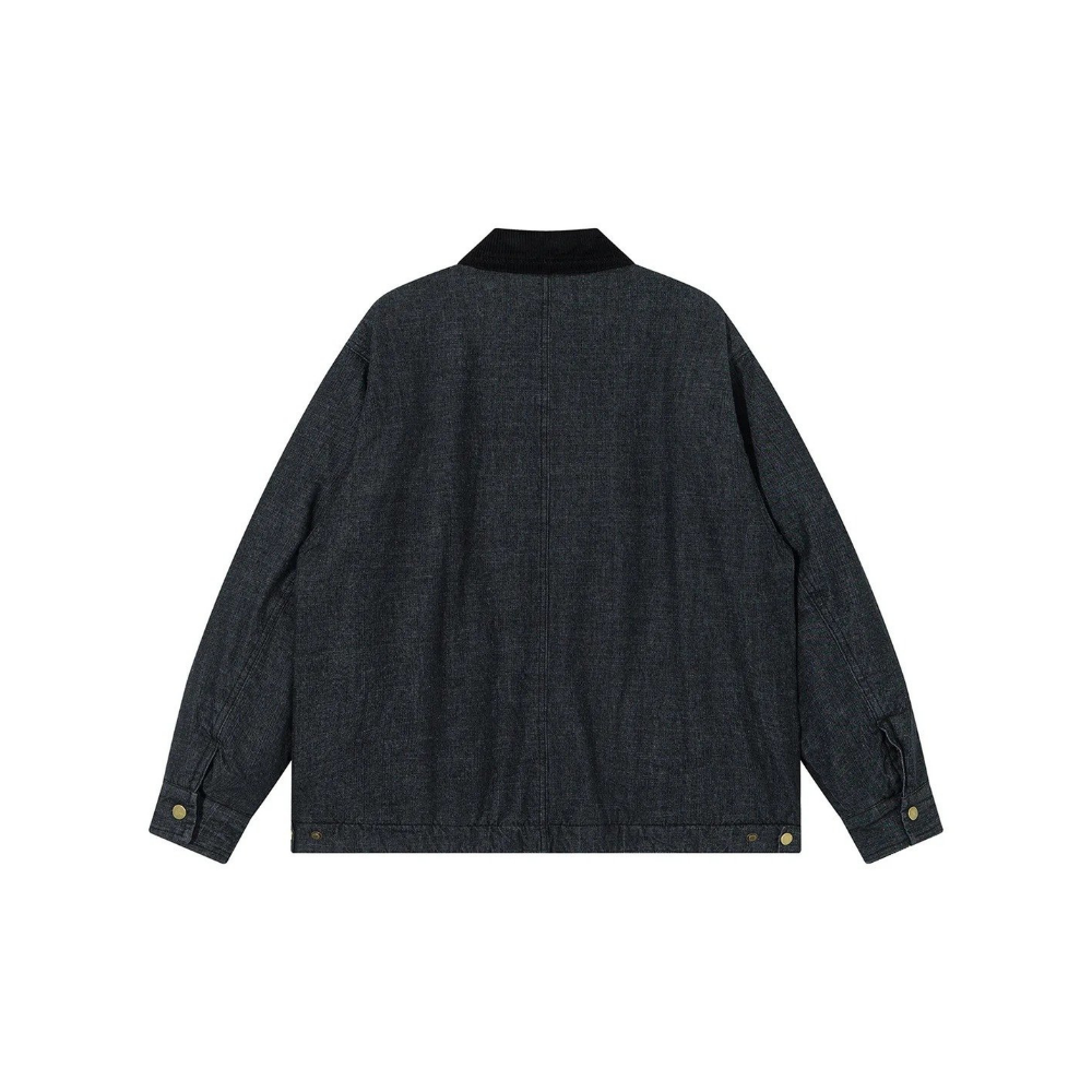 Double Pocket Switching Denim Zipup Jacket