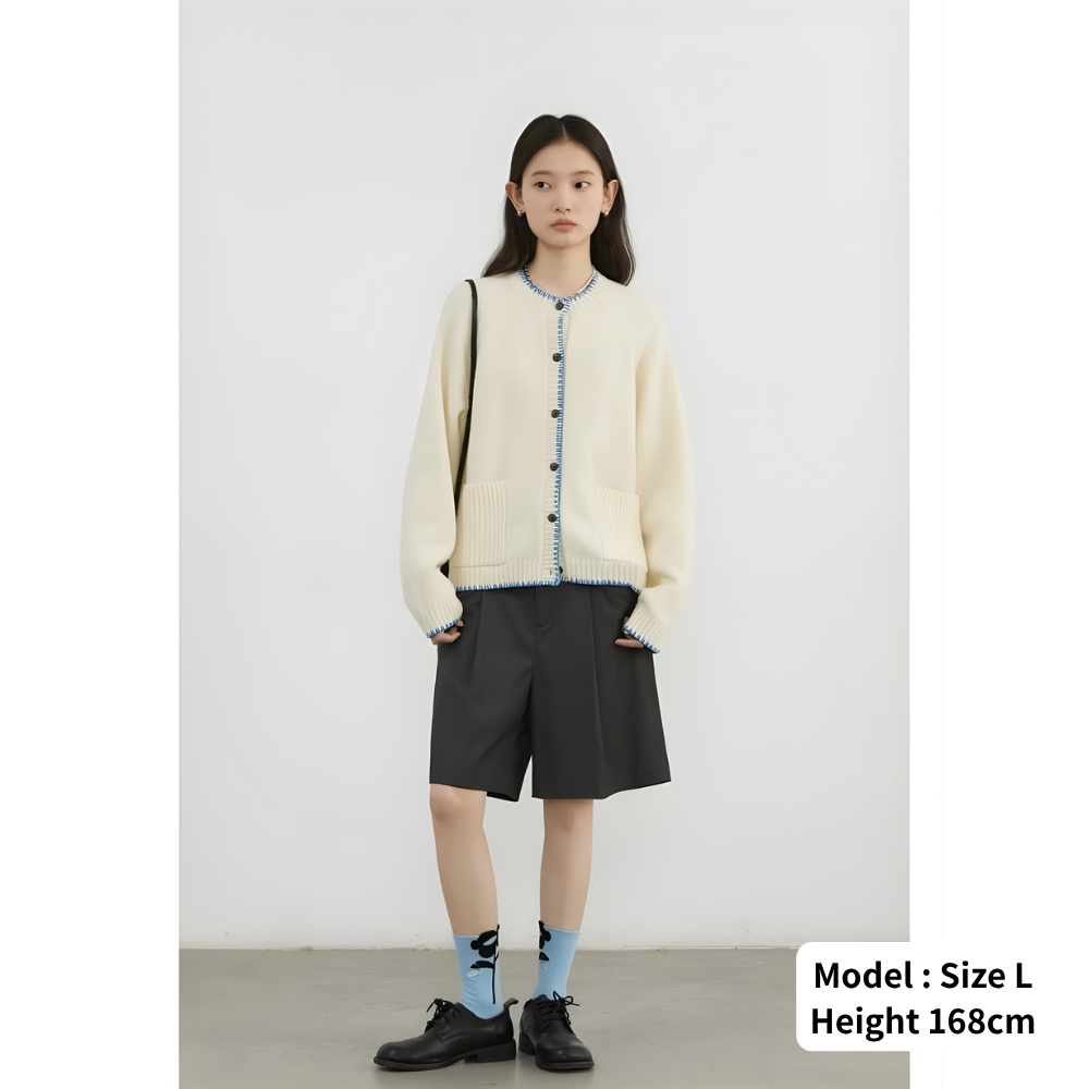 Stitch Designed Round Neck Sweater