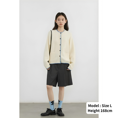 Stitch Designed Round Neck Sweater