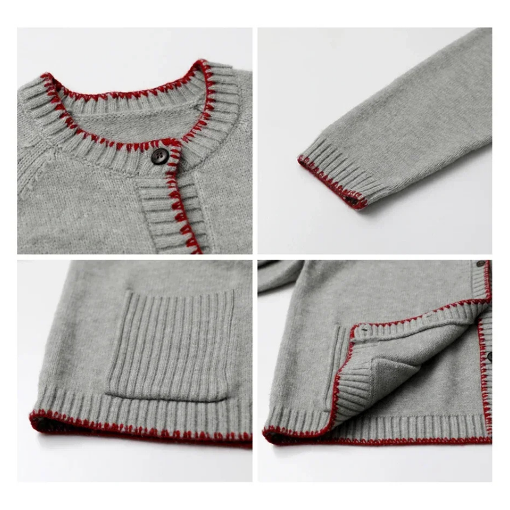 Stitch Designed Round Neck Sweater
