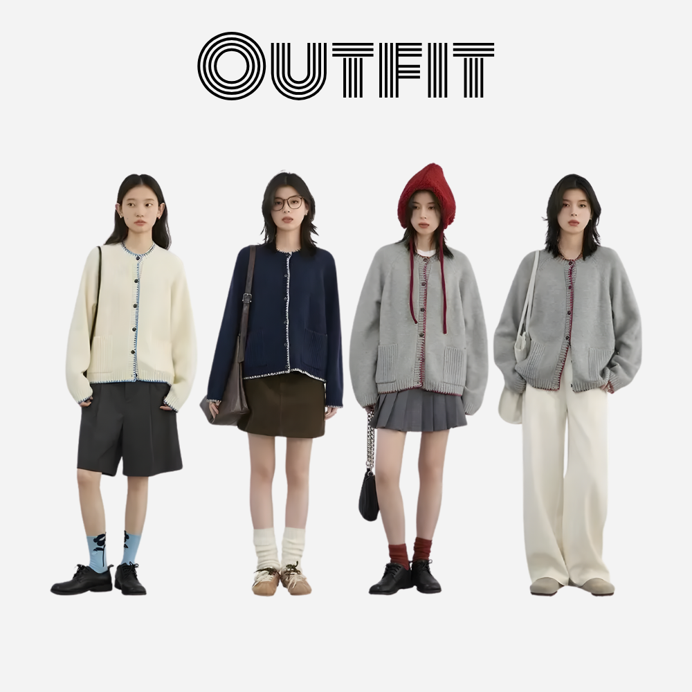 Stitch Designed Round Neck Sweater