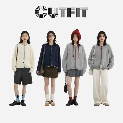 Stitch Designed Round Neck Sweater