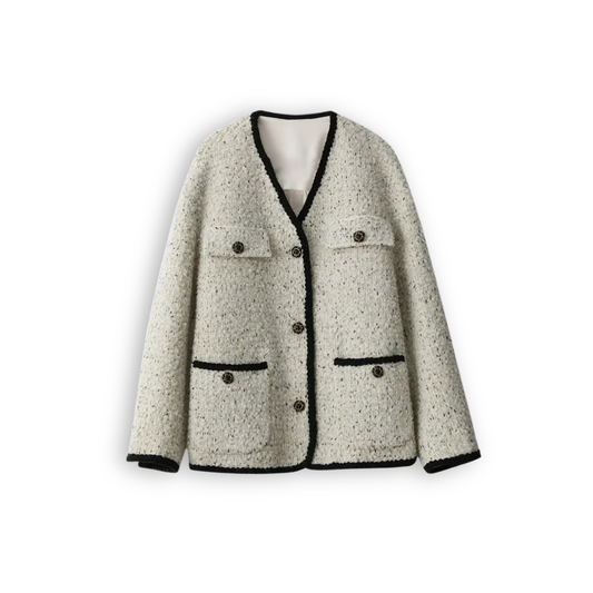 Inner Quilting Mixed V-Neck Jacket