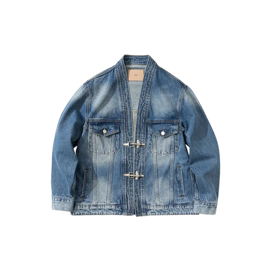 Metal Airplane Buckle Kimono Denim Jackets