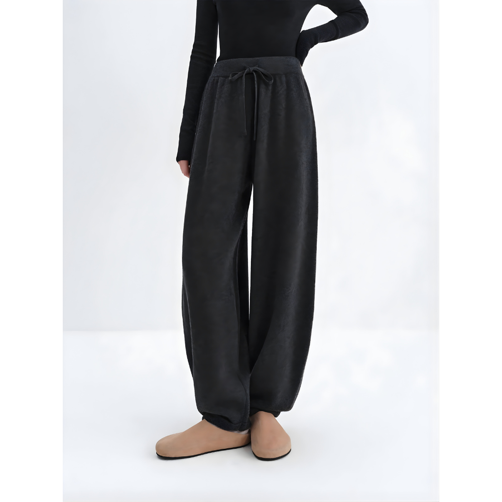 Drawstring Wool Wide Pants