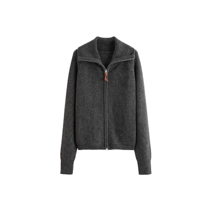 Wool Blend Full Zip Knit Cardigan