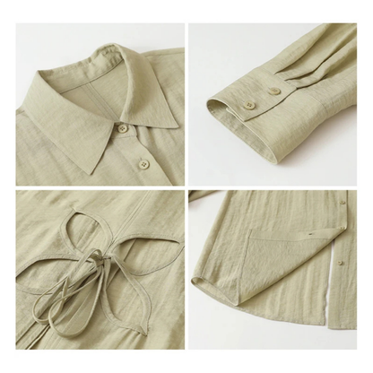 Long Sleeve Back Hollow Out Shirts