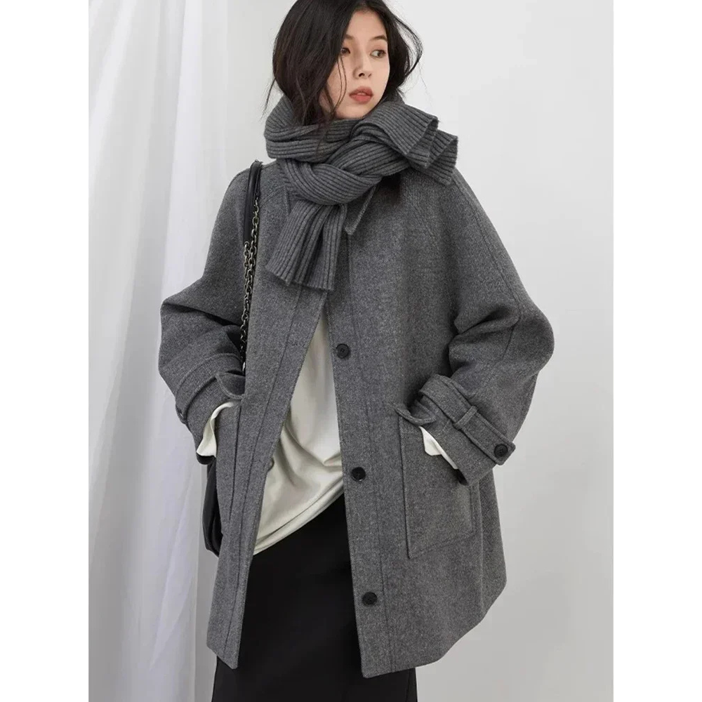 Single Breasted Middle Wool Coat
