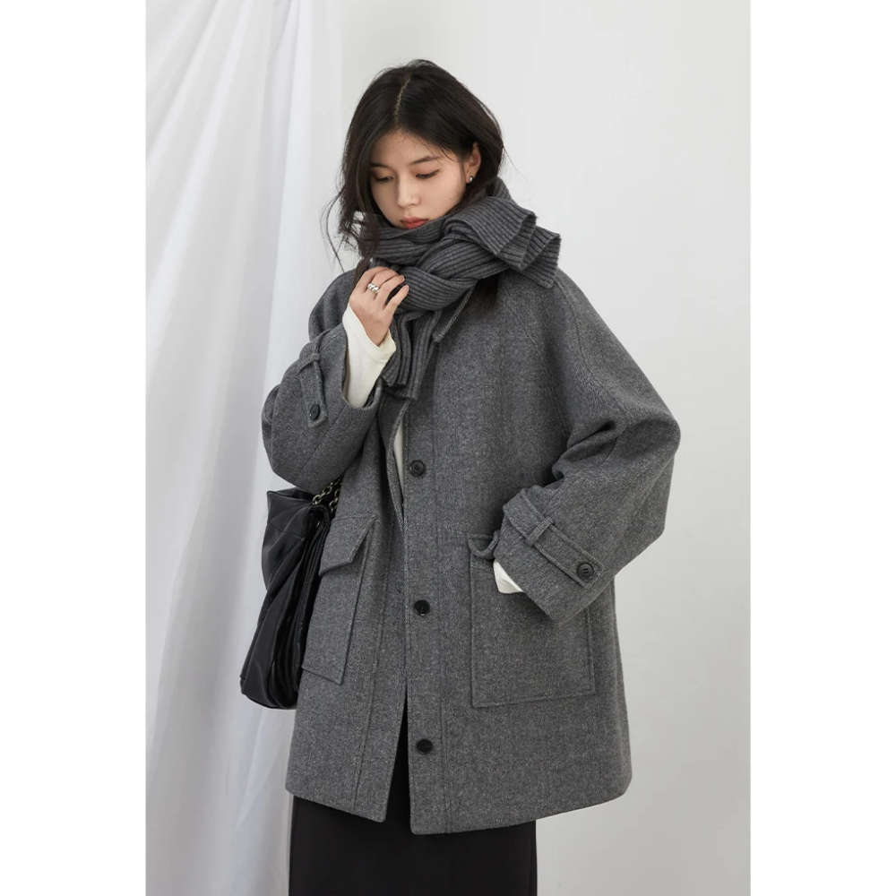 Single Breasted Middle Wool Coat