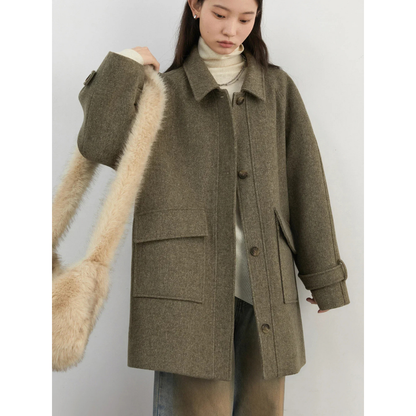 Single Breasted Middle Wool Coat