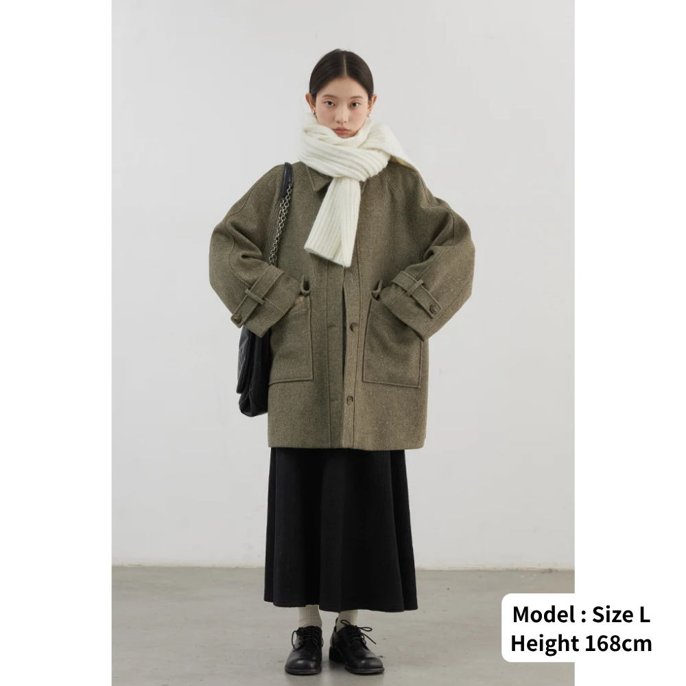 Single Breasted Middle Wool Coat