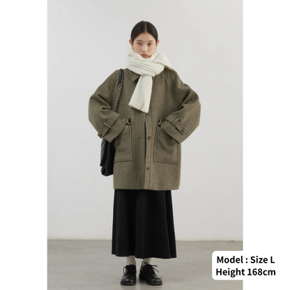 Single Breasted Middle Wool Coat